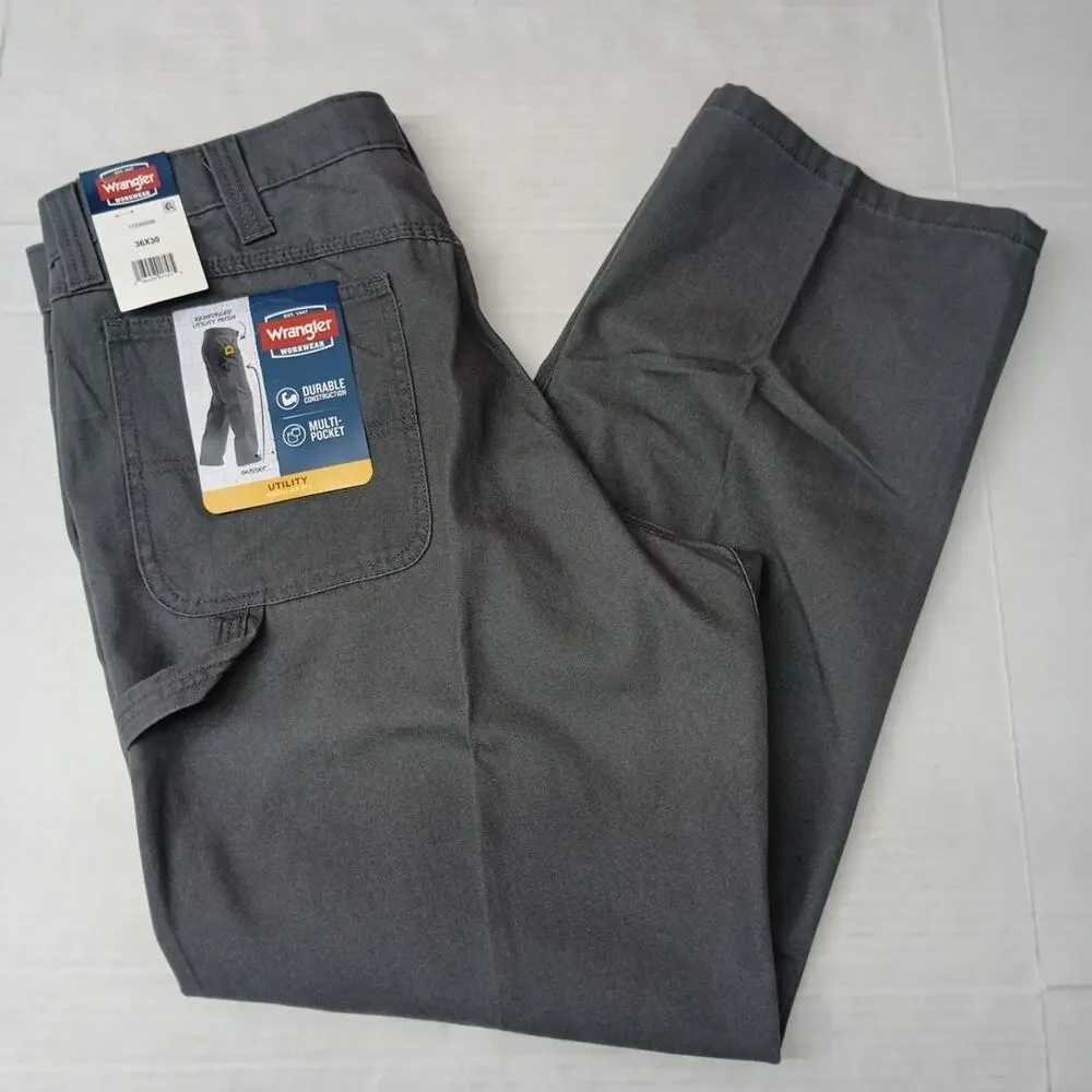 Wrangler Workwear Carpenter Utility Pants‎ Men's 36x30 Gray Regular Fit Durable